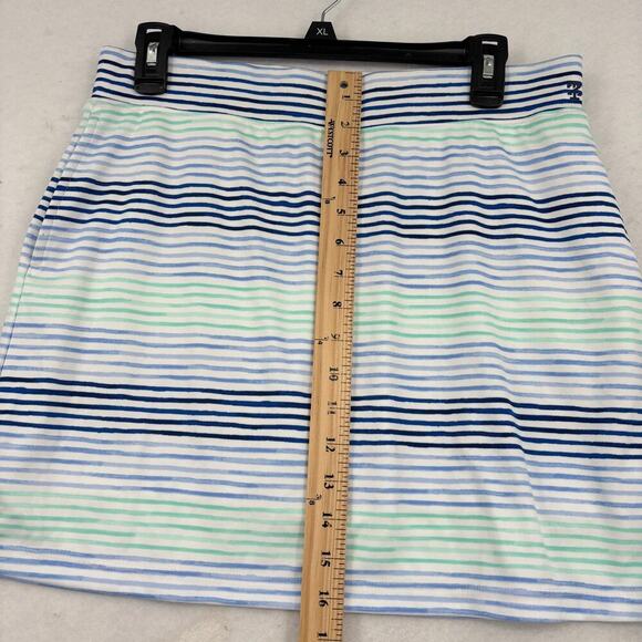 Izod Womens Golf Skort Size M White Blue Multi Stripe Stretch Pull On Pocket - Picture 10 of 12
